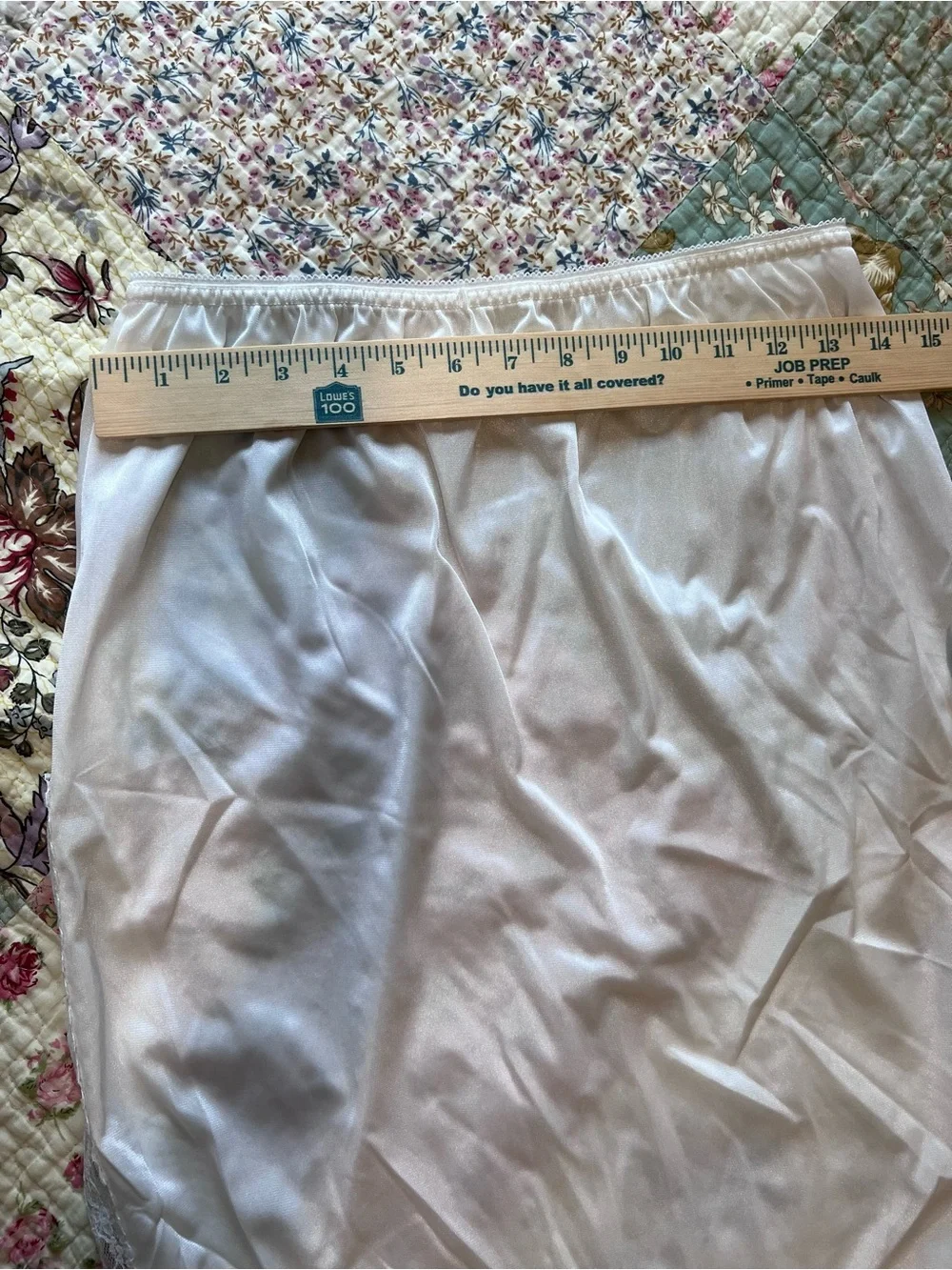 Vintage Mel-Lin White Lace Trim Half Slip Skirt High Side Slit Large L - Picture 3 of 6